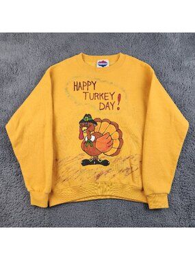 VTG Holiday Thanksgiving Crew Neck Sweater Youth Large Hand Painted Sweatshirt